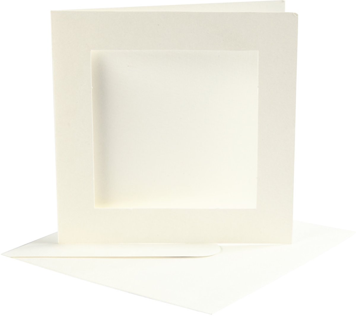 Passepartout Kaarten, afmeting kaart 12,5x12,5 cm, afmeting envelop 13,5x13,5 cm, off-white, vierkant, 10sets, 220 gr [HOB-23740]